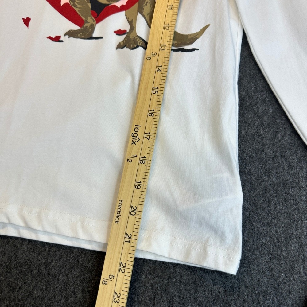 NEW Tommy Bahama Kids White Cupid T-Rex Heart LS Dinosaur Graphic Tee Size M 7/8 - Picture 7 of 12